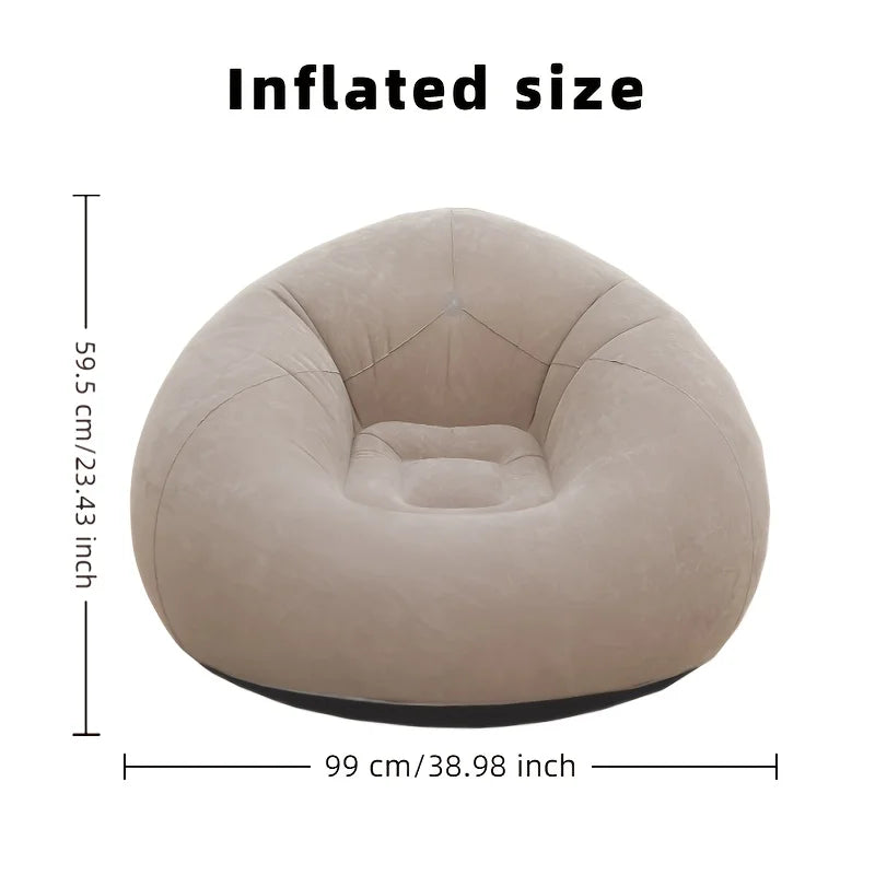 Inflatable Lazy Chair Portable Foldable Single Sofa with Soft Fleece No Assembly Indoor Outdoor Use