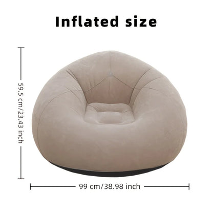 Inflatable Lazy Chair Portable Foldable Single Sofa with Soft Fleece No Assembly Indoor Outdoor Use