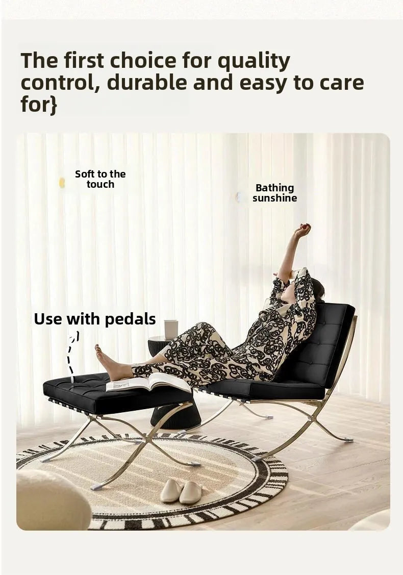 Single sofa, designer, Italian style, living room, leather, light luxury, leisure chair