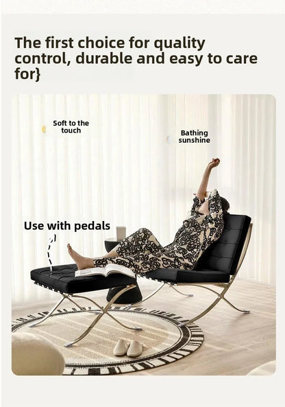 Single sofa, designer, Italian style, living room, leather, light luxury, leisure chair
