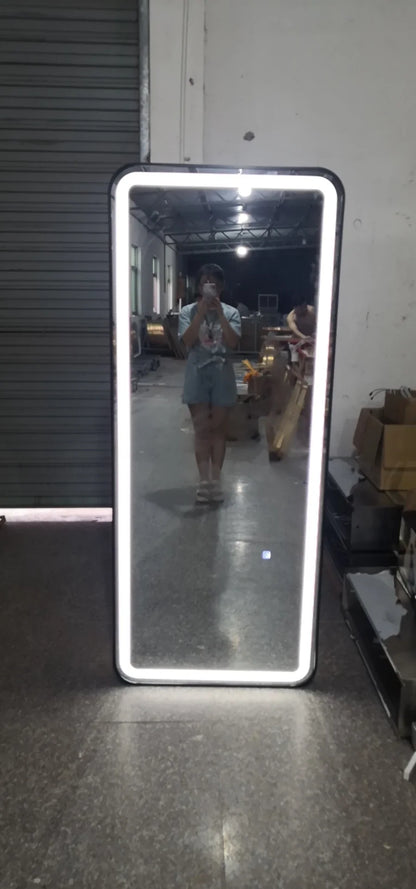 Hot Selling Customized Hairdresser Salon Mirrors Barber Station Smart Glass Touch Screen Mirror With Led Light