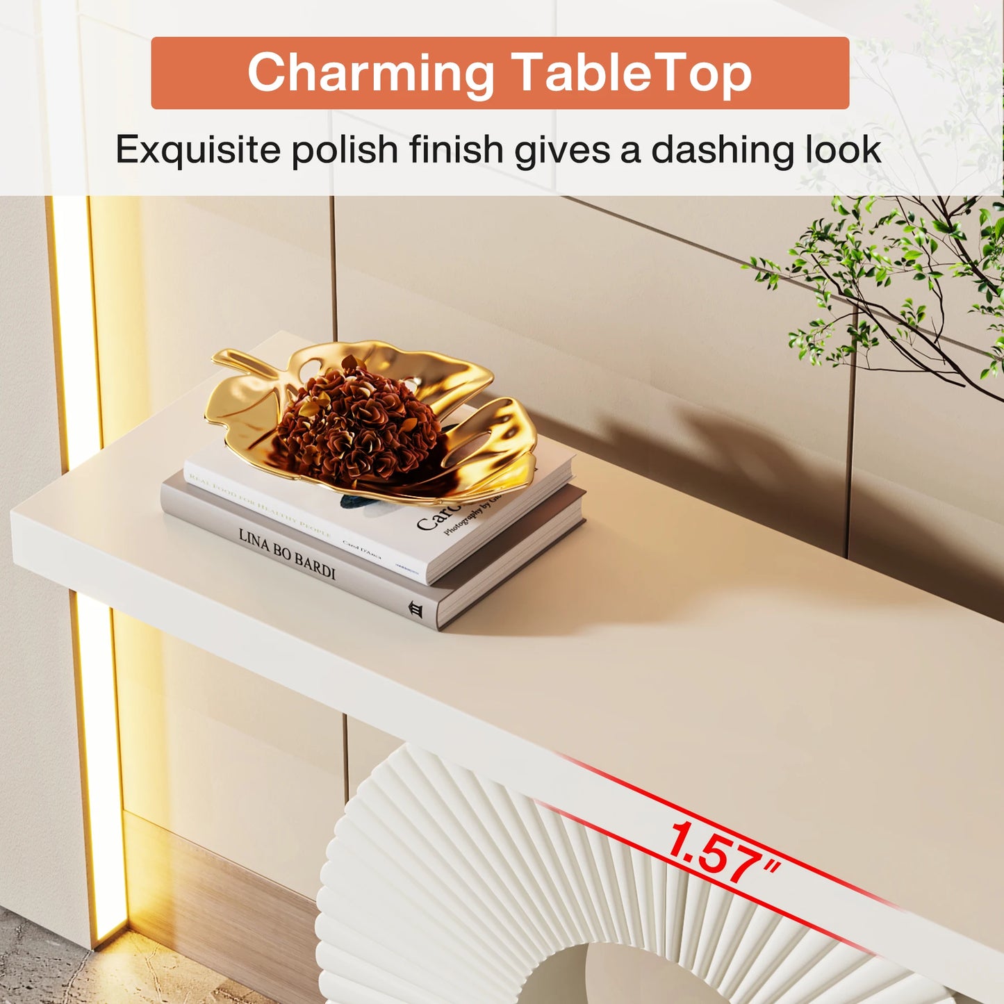 Tribesigns Modern Console Table with Geometric Base, 40 inch Wood Entryway Table Sofa Table Narrow Long Table