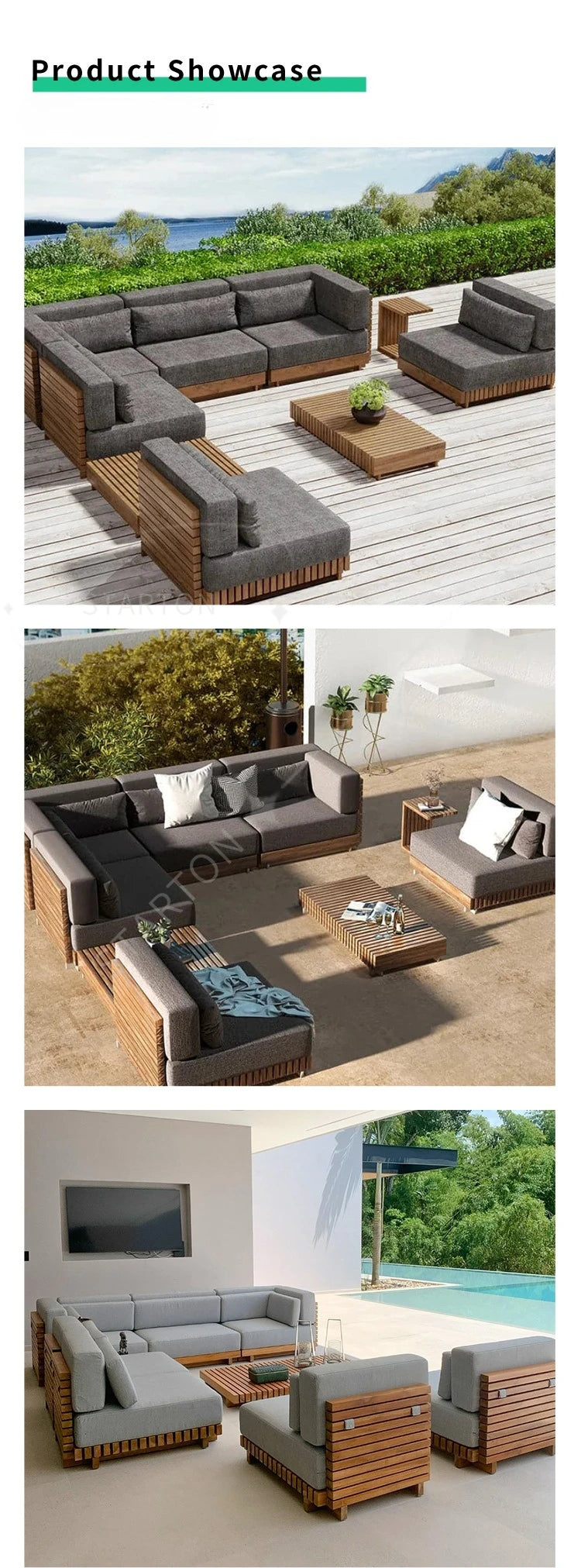High End Teak Wood Outdoor Furniture Sofa Set Hotel Garden Patio High Quality Outdoor Furniture