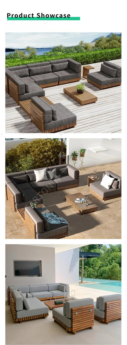 High End Teak Wood Outdoor Furniture Sofa Set Hotel Garden Patio High Quality Outdoor Furniture