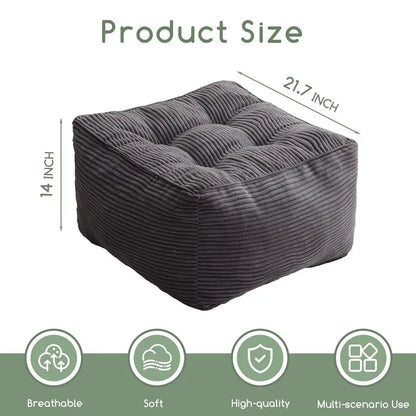 Square Stuffed Pouf Ottoman, Corduroy Poufs with Foam Chunk Filling, Furry and Fluffy Pouf Foot Stool Storage Ottom Customizable
