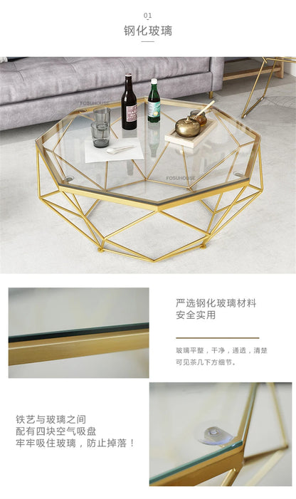 Nordic Light Luxury Tempered Glass Coffee Tables Small Apartment Sofa Side Table Simple Iron Corner Table Living Room Furniture