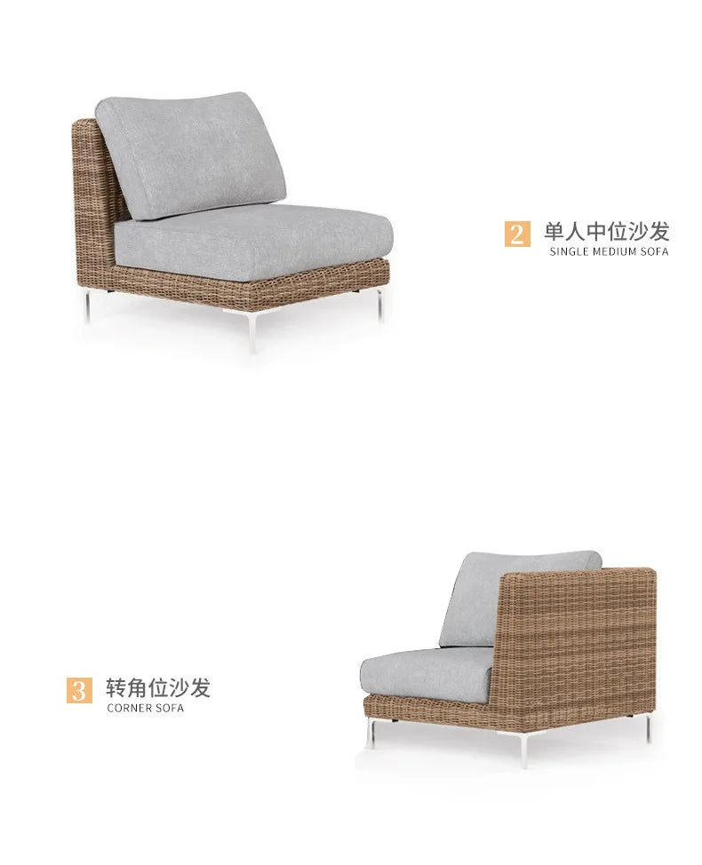 Nordic Outdoor Sofa - Round Rattan-Style Corner Set For Courtyards, Balconies, And Hotels Sun-Resistant