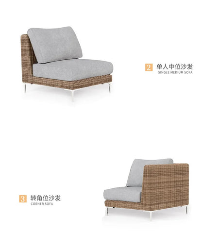 Nordic Outdoor Sofa - Round Rattan-Style Corner Set For Courtyards, Balconies, And Hotels Sun-Resistant