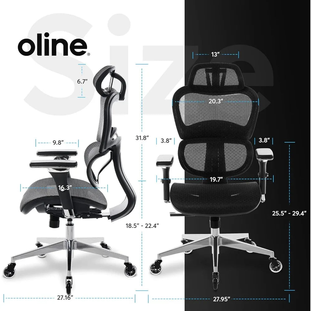 Ergonomic Office Chair with Adjustable Armrests, Lumbar Support, and Mesh Material
