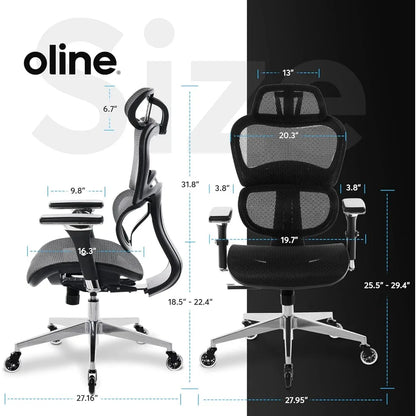 Ergonomic Office Chair with Adjustable Armrests, Lumbar Support, and Mesh Material