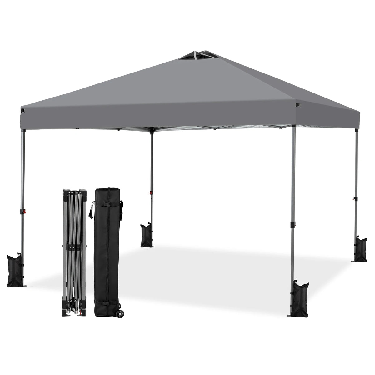 JHK 10x10ft One Push Setup Pop Up Canopy Tent Portable Outdoor Sun Shelter for Beach Events Camping with Rolling Carry Bag