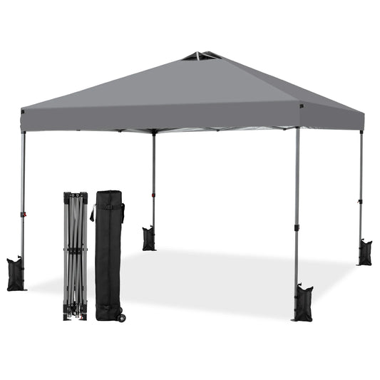 JHK 10x10ft One Push Setup Pop Up Canopy Tent Portable Outdoor Sun Shelter for Beach Events Camping with Rolling Carry Bag