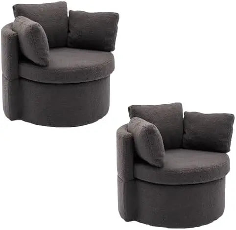 Hot Sales Hot Sales Modern Oversized Swivel Chair Boucle Sherpa Upholstered Barrel Armchair Wood Base White Accent Chair For Liv