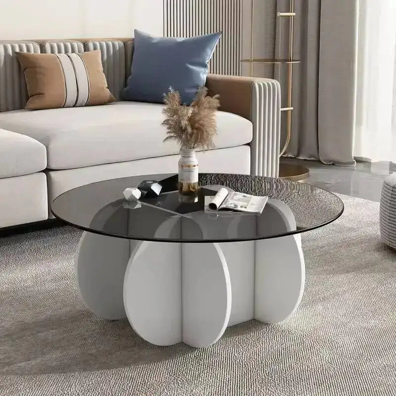 Table basse de salon ronde en verre trempé, design créatif, résistante aux hautes températures, style luxe