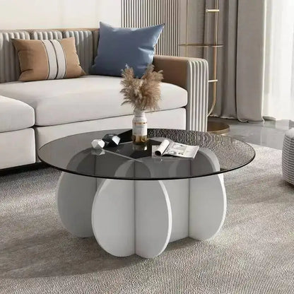 Table basse de salon ronde en verre trempé, design créatif, résistante aux hautes températures, style luxe