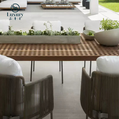 Modern Luxury Outdoor Patio Furniture Teak Wooden Dining Table And Chair Set