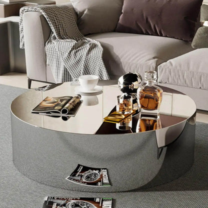 Light luxury stainless steel special-shaped coffee table high-end mirror business negotiation coffee table art