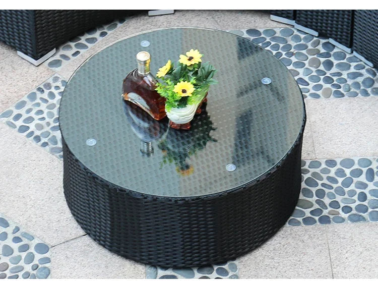 Combination leisure villa, semi-circular rattan sofa outdoor hotel curved living room sofa