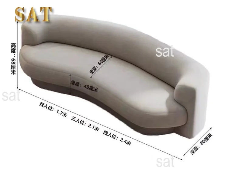 Fabric Living Room Sofas European Beige Italian Curved Luxury Couch Double Modern Designer Divano Soggiorno Home Furniture