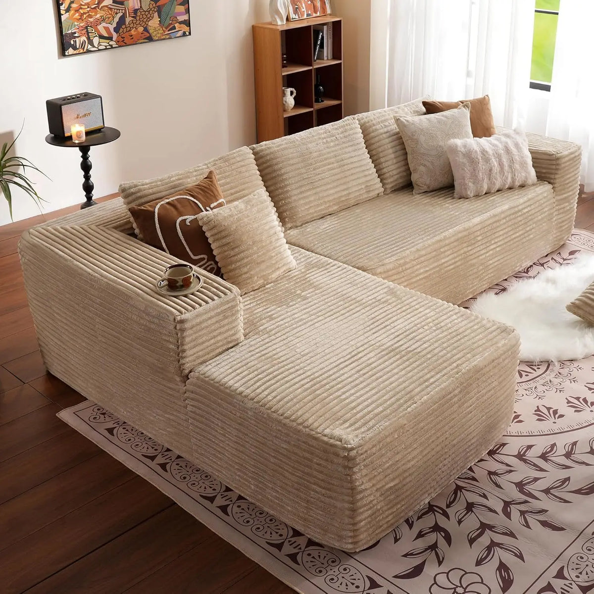 Wholesale L Shaped Cloud Couch 107 Inch Plush Sectional Sofa with Chaise Minimalist Living Room Furniture