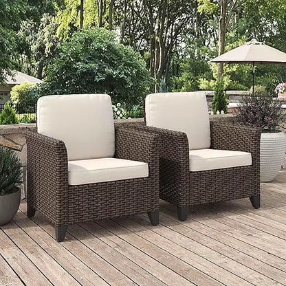 Two-Piece Outdoor Wicker High Back Chairs with Weather-Resistant Cushions for Patio, Garden, and Deck Use