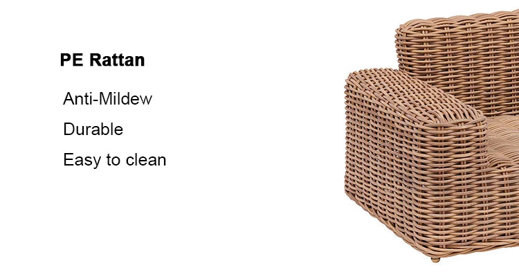 Factory Sale High Quality Outdoor Courtyard Metal Frame Rattan Wicker L-shape Garden Sofa Set