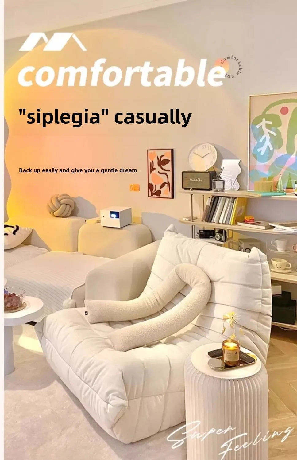 Single Sofa Caterpillar Sofa Balcony Leisure Bedroom Living Room Lie Down or Sleep Lazy Sofa Single Deck Chair