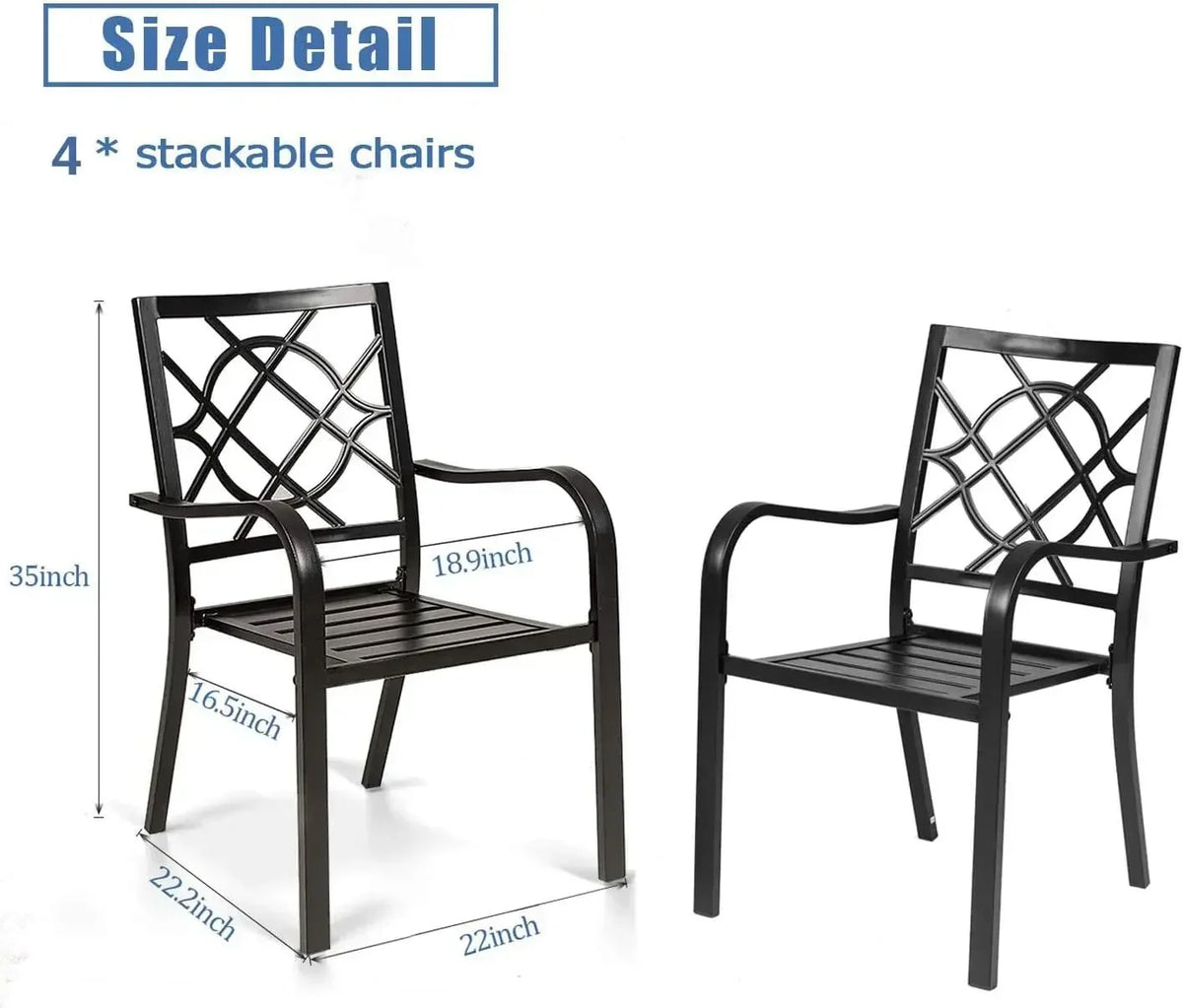 300lbs Patio Chairs Set of 4 Outdoor Dining , Metal Frame Stackable Patio Dining , Wrought Iron Black Outdoor Chair