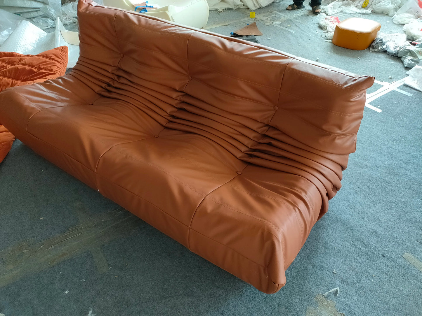 Togo caterpillar sofa leisure small apartment bedroom living room can sleep lazy sofa cream wind single recliner