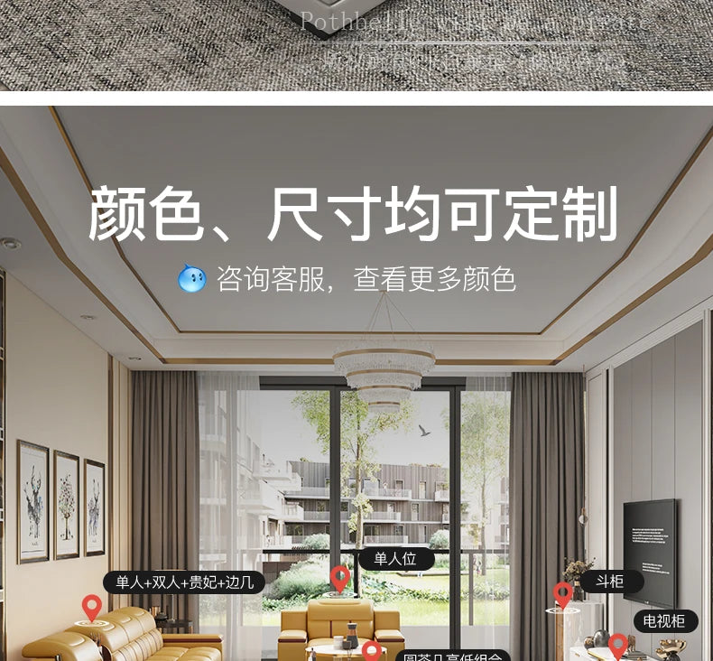 Leather Sofa Modern Simple Living Room Small Apartment Latex Storage Top Layer Leather Sofa