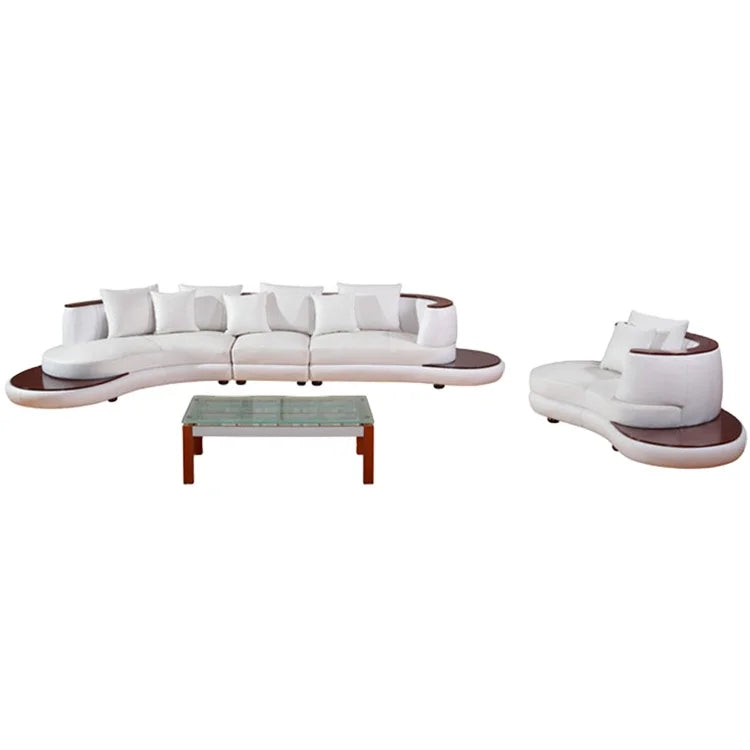 Modern Simple Design Corner Leather Sofa Set for Drawing Room Hot Sale Genuine Leather Furniture for Apartment Use