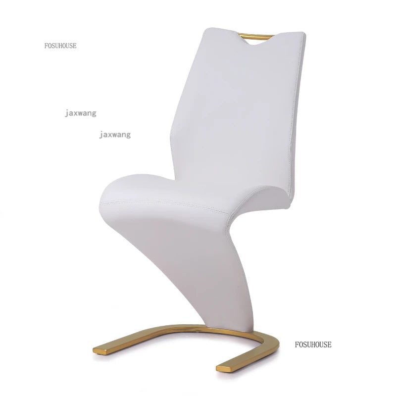 Nordic Stainless Steel Dining Chairs 2pcs Modern Casual Leather Kitchen Furniture Dining Chair Home Backrest Negotiation Chair K