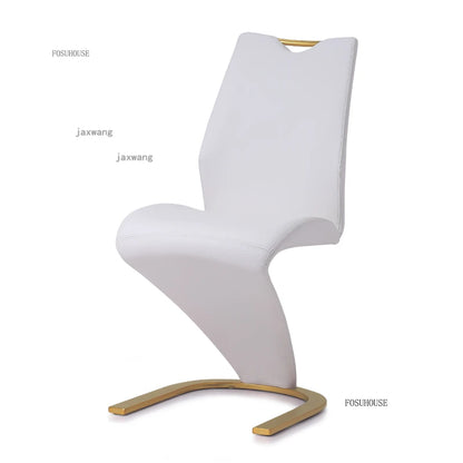 Nordic Stainless Steel Dining Chairs 2pcs Modern Casual Leather Kitchen Furniture Dining Chair Home Backrest Negotiation Chair K