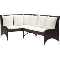 Durable Outdoor Patio Corner Sofas 2 pcs in Poly Rattan - Brown, Weather-Resistant Furniture with Comfortable Cushions
