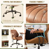 ergonomic high-back swivel chair in modern style with brown suede fabric for comfortable home office use