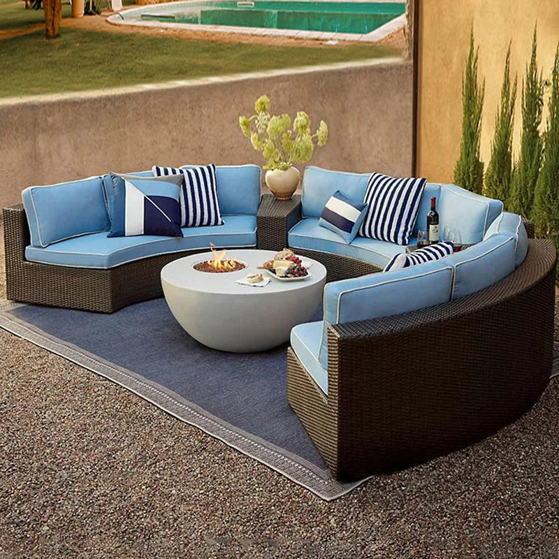 Outdoor rattan sofa coffee table combination Nordic rattan art outdoor sofa courtyard balcony rattan furnitu