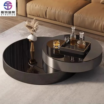 Italian Luxury Rotating Coffee Tables Modern Minimalist Living Room Extension Coffee Table Creative Design Home Furniture FYCT