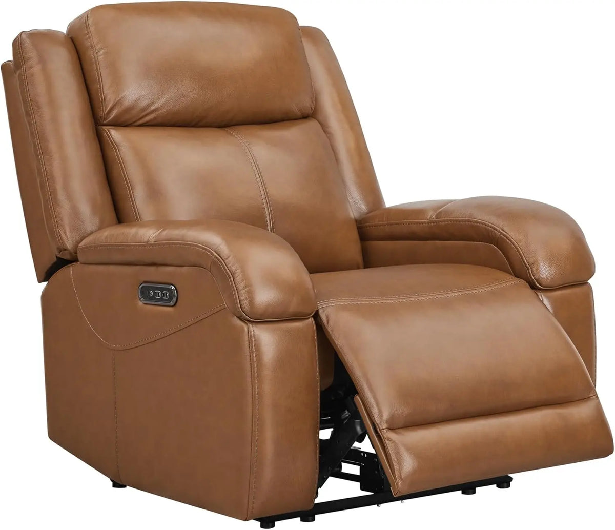 Genuine Leather Power Recliner Chairs for Adults, Wall Hugger RV Recliner with Power Headrest & Charging Ports,