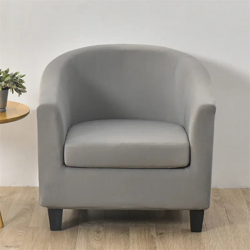 Elastic Club Chair Covers Solid Color Bath Tub Sofa Covers Single Cafe Bar Armchairs Slipcovers with Seat Cushion Cover Home