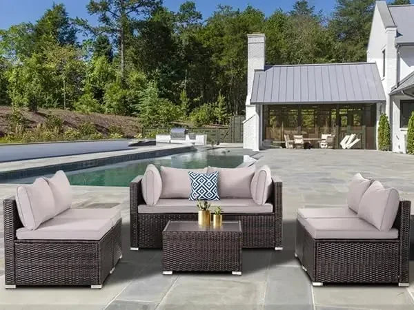 7 Pieces Patio Furniture Set Sofa Chair