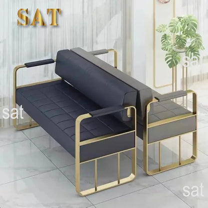 ForGood Beauty Salon Station Waiting Sofa Barber Shop Reception Couch Leather Waiting Chair