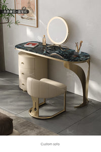 light luxury French luxury stone dresser chest cabinet integrated solid wood modern bedroom high-end makeup table