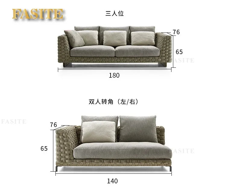 Outdoor rattan sofa combination villa courtyard garden furniture homestay outdoor restaurant lounge chair