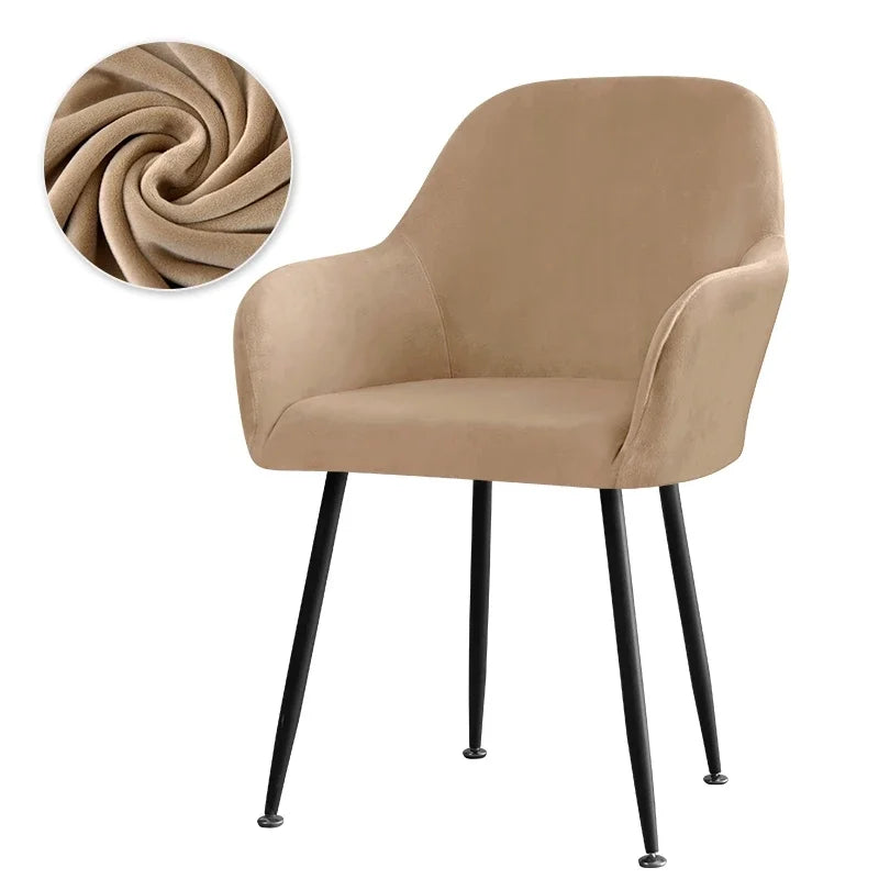 Thick Velvet Chair Covers Plush Fleece High Arm Chair Cover Elastic Slipcover All-inclusive Solid Chair Cover