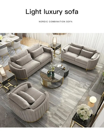 Nordic Reading Household Sectional Fabric 3 Seat Sofa Upholstered Armchair Custom Color Living Room Fauteuil Home Furniture
