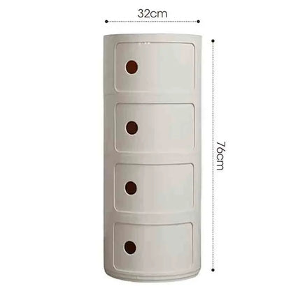 Plastic Round Nightstand Bedside Table Cabinet with Sliding Doors Round Storage Bedside Cabinet Nightstand  for Living Bedroom