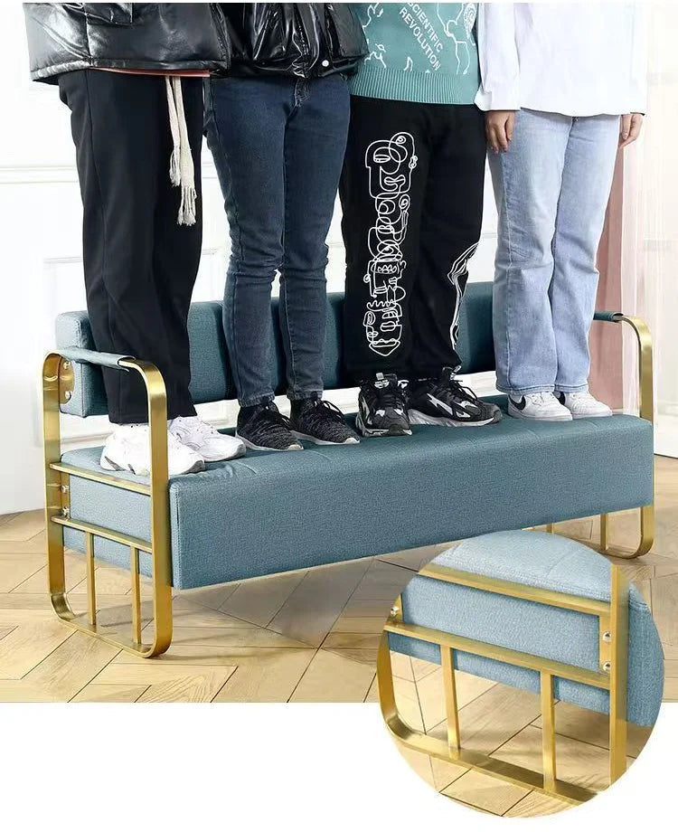 Famous Hair Salon Area Bench Hair Salon Waiting Light Luxury Stainless Steel Bar Sofa