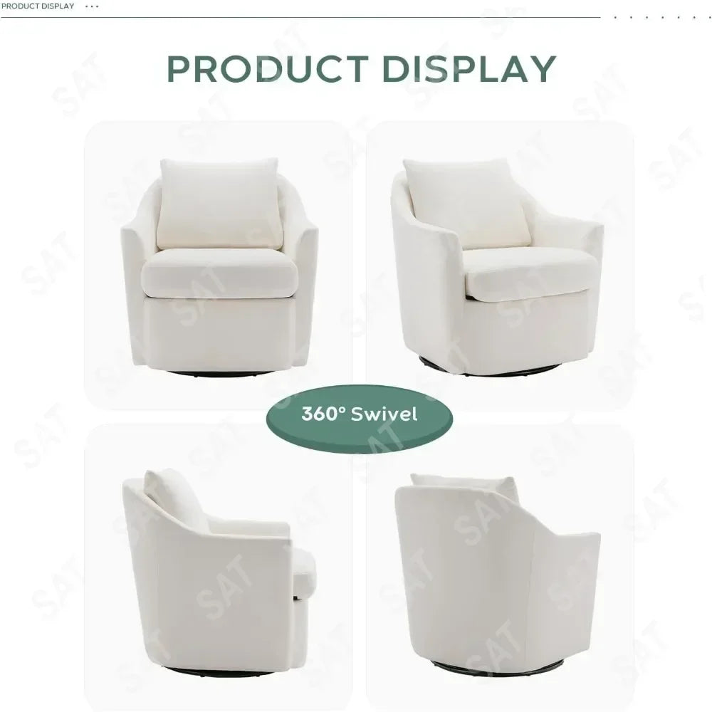 Linen Dining Chair with Casters Modern Storage Seat Design for Relaxing Upholstered Arm Chair, Single Sofa Chair