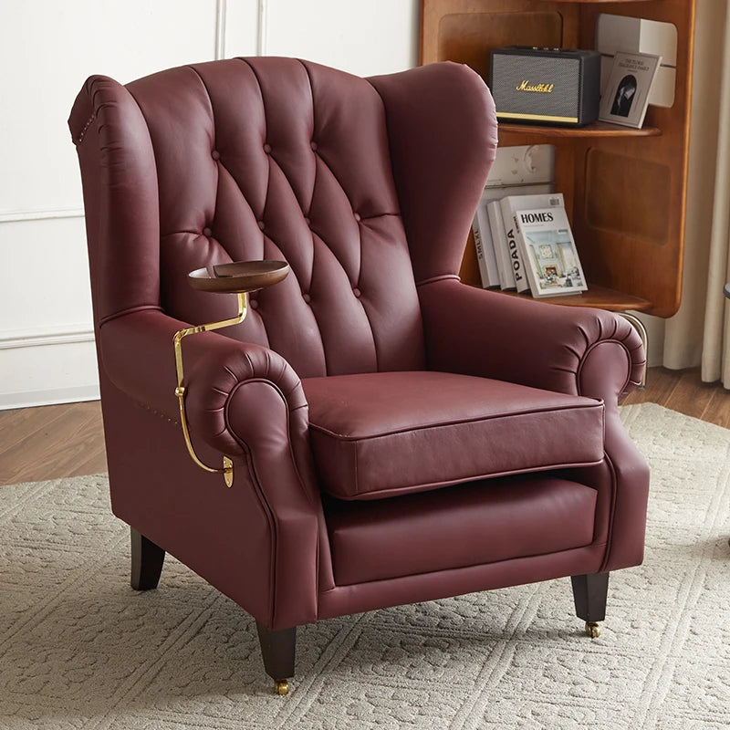 American single sofa  light luxury high-end tiger designer retro study hotel genuine leather godfather cigar chair