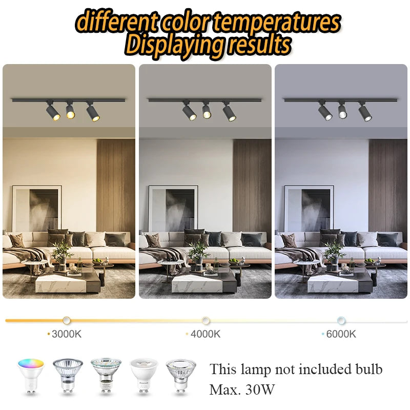 gu10 Light Fixture GU10 Track Light Set Smart Spotlights Replace Dimming Rail Lighting Kitchen Spot Light ceiling 110V Light